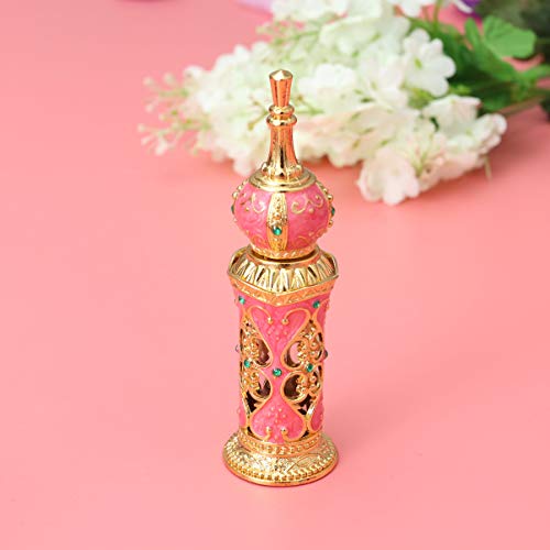 Antique Glass Perfume Bottle with Gold Details and Flower Vine Design