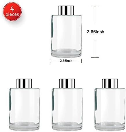 Set of 4 Glass Diffuser Bottles with Caps 42 Inches High