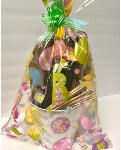 Hosley Easter Basket Gift Set with Metal Pail and Apple Cinnamon Reed Diffuser