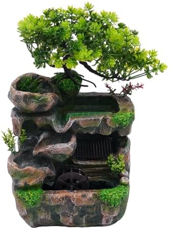DHBREK Indoor Relaxation Desktop Fountain with LED Light