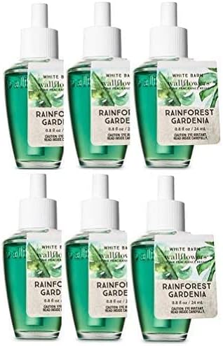 Bath and Body Works 6 Pack Rainforest Gardenia Wallflowers Refill Bulbs