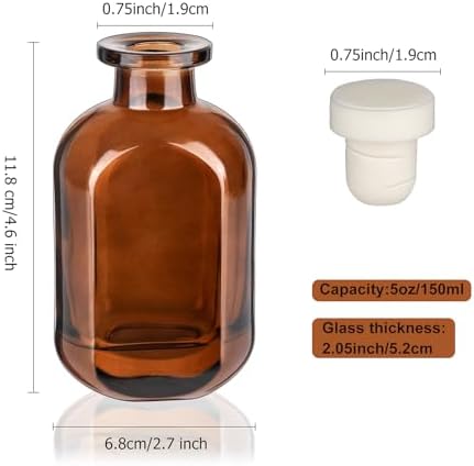 2 Pack 5oz Glass Reed Diffuser Bottles - Brown