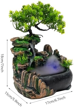 Tabletop Water Fountain with LED Lights Indoor Decor