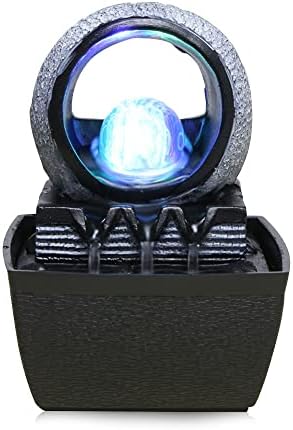 Indoor Fountain with LED Lights and Rolling Ball for Relaxation