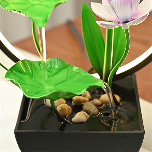 Tabletop Water Fountain with 3-Tier Design and LED Lighting