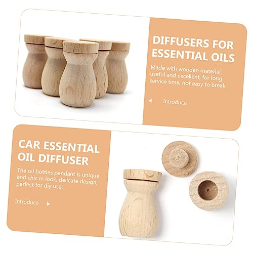 6pcs Wooden Diffuser Pendant Scented Oil Bottle for Car Home and Travel