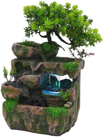 DHBREK Indoor Relaxation Desktop Fountain with LED Light