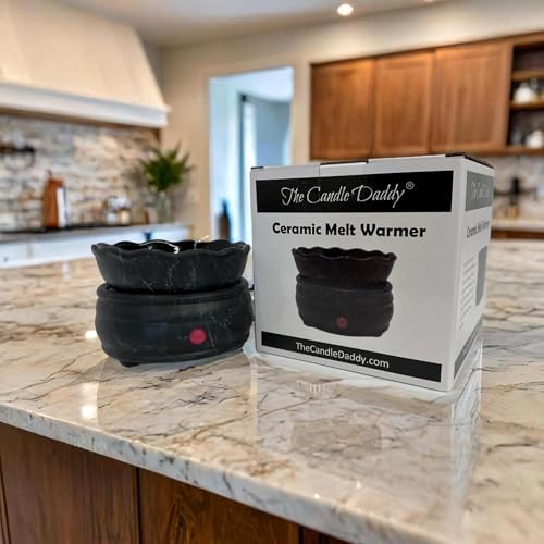 The Candle Daddy Electric Wax Melt and Candle Warmer - Jet Black Marble Ceramic