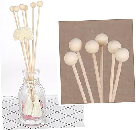 10Pcs Natural Rattan Diffuser Sticks with Wooden Beads for Home Office Fragrance