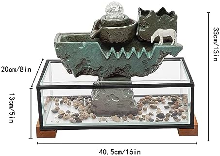 Tabletop Water Fountain with LED Light and Mist