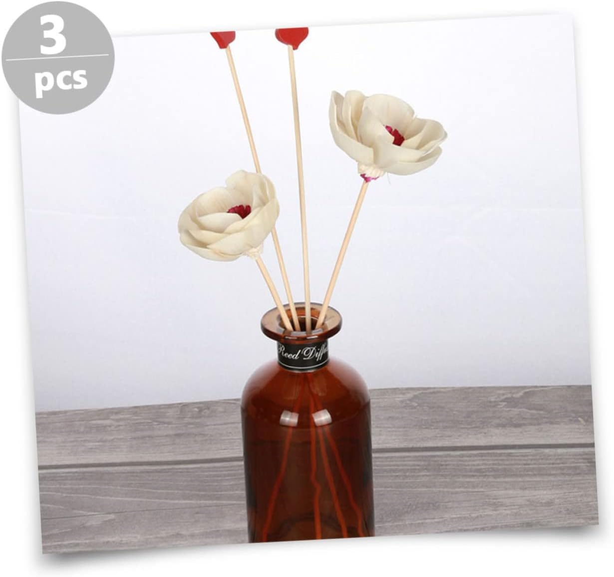 Unomor 3Pcs Aromatherapy Diffuser Sticks with Dried Flowers