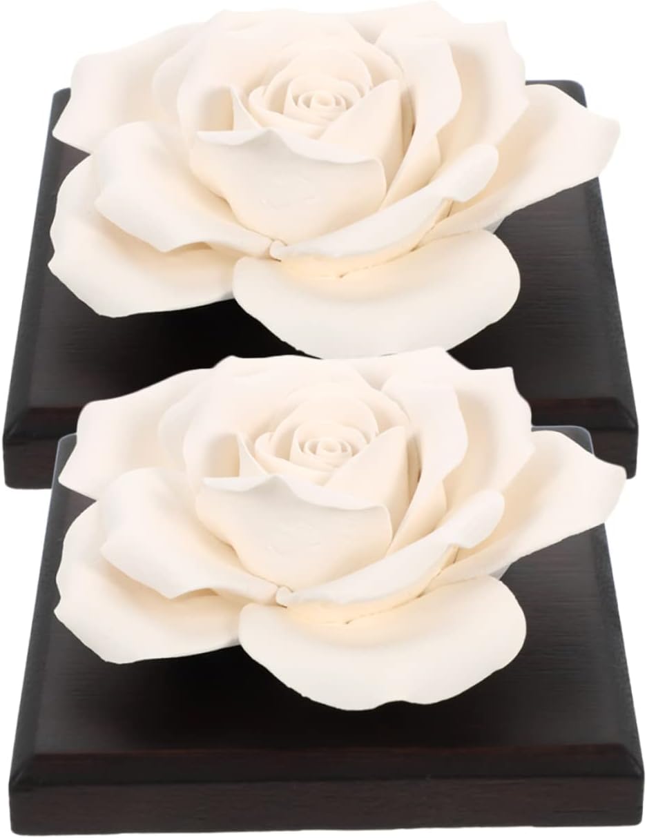 GLEAVI 2pcs Ceramic Rose Aroma Diffuser for Home Office and Car