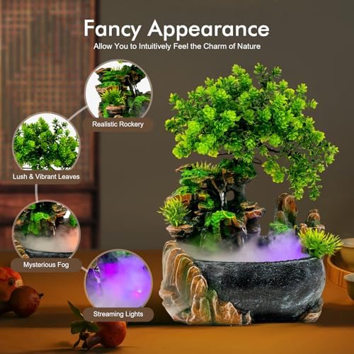 Indoor Water Fountain with LED Light and Submersible Pump