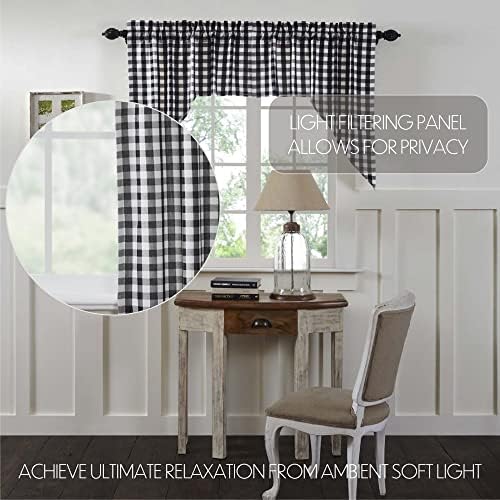 Annie Buffalo Check Kitchen Curtains Swag Pair Black
