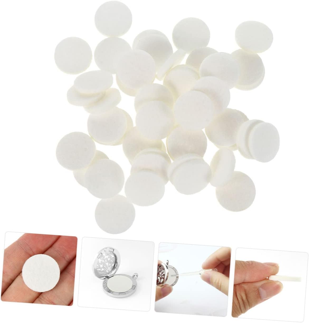 PRETYZOOM 100pcs Organic Cotton Aromatherapy Diffuser Pad Refills for Necklace