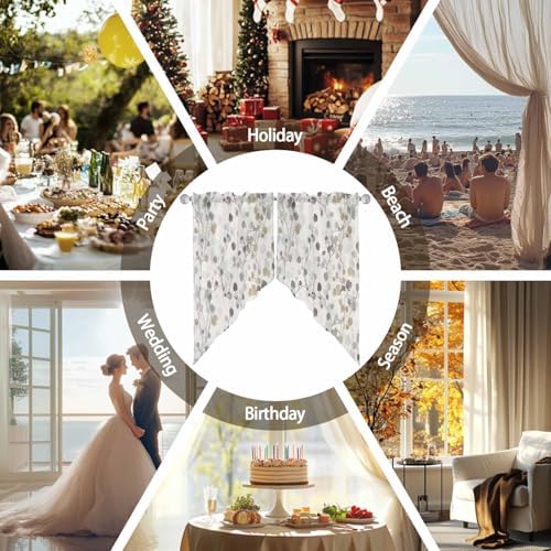 Gray Botanical Swag Valances 2 Panels Set 36 Inch