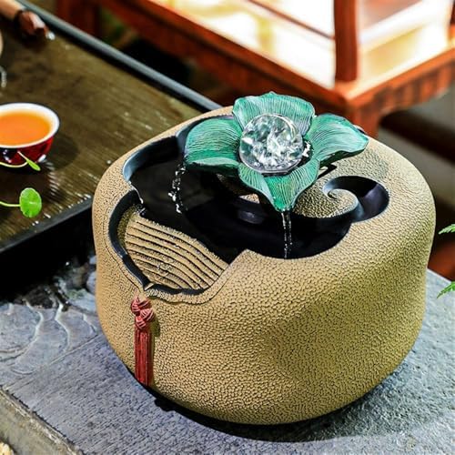 Yellow Resin Tabletop Fountain for Home Relaxation
