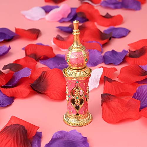 Antique Glass Perfume Bottle with Gold Details and Flower Vine Design