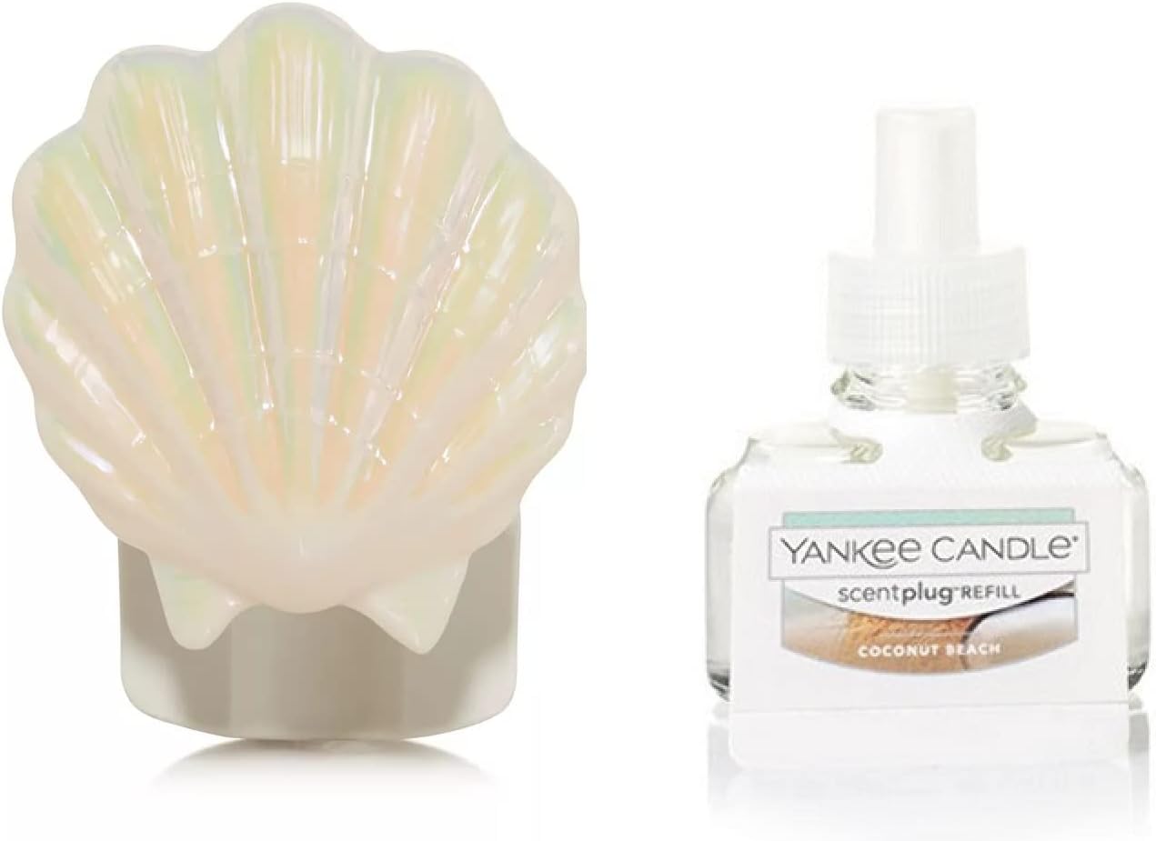Yankee Candle Seashell Diffuser Base with Coconut Beach Refill