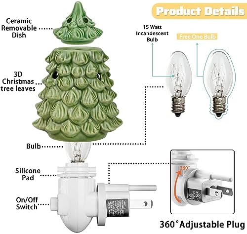 STARMOON Pluggable Fragrance Warmer with 2 Bulbs - Christmas Tree Decor