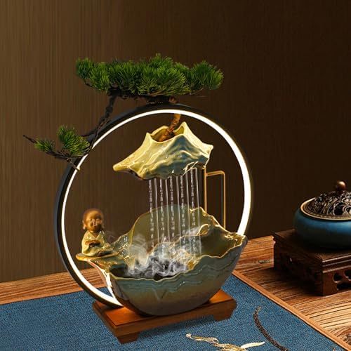 Tabletop Water Fountain with LED Lights and Atomizer