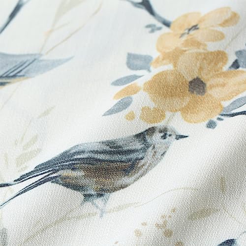 Leeva Birds Pattern Valance for Window 52x18 Inch Grey