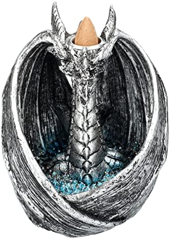 Pacific Giftware Backflow Dragon Silver Incense Burner