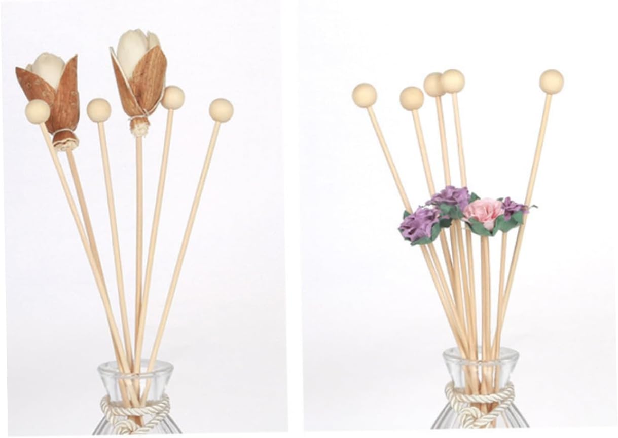 Garneck 10pcs Natural Rattan Sticks with Wooden Bead for Diffuser
