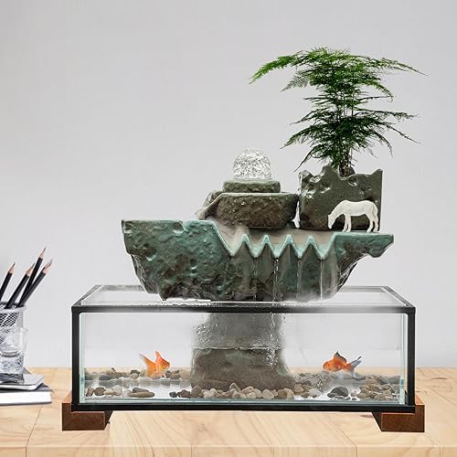 Tabletop Water Fountain with LED Light and Mist