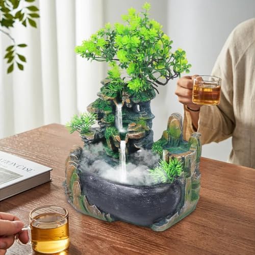 Indoor Water Fountain with LED Light and Submersible Pump