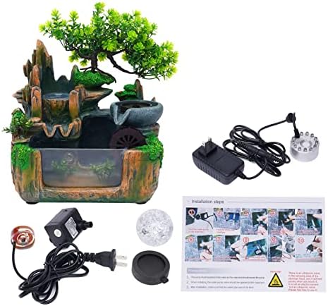 Mini Indoor Rockery Fountain with LED Light and Misting Effect