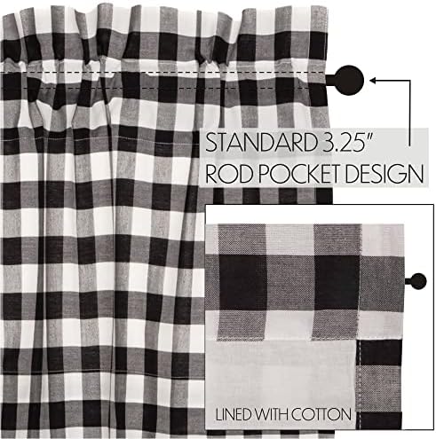 Annie Buffalo Check Kitchen Curtains Swag Pair Black