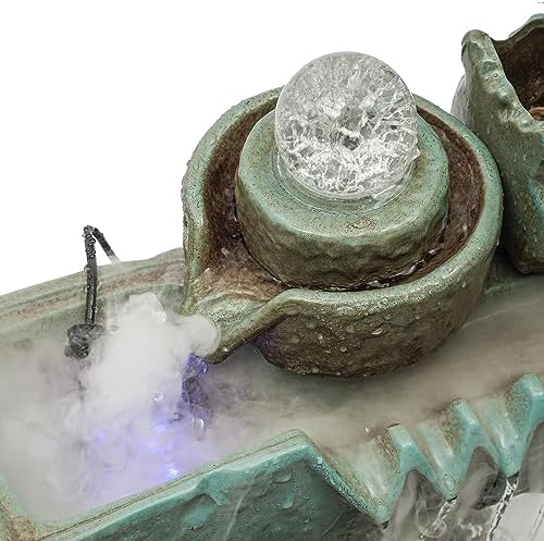 Tabletop Water Fountain with LED Light and Mist