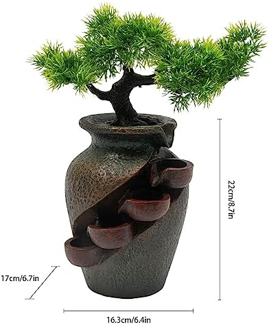 Ageanbri Indoor Tiered Water Fountain with Plants Decor