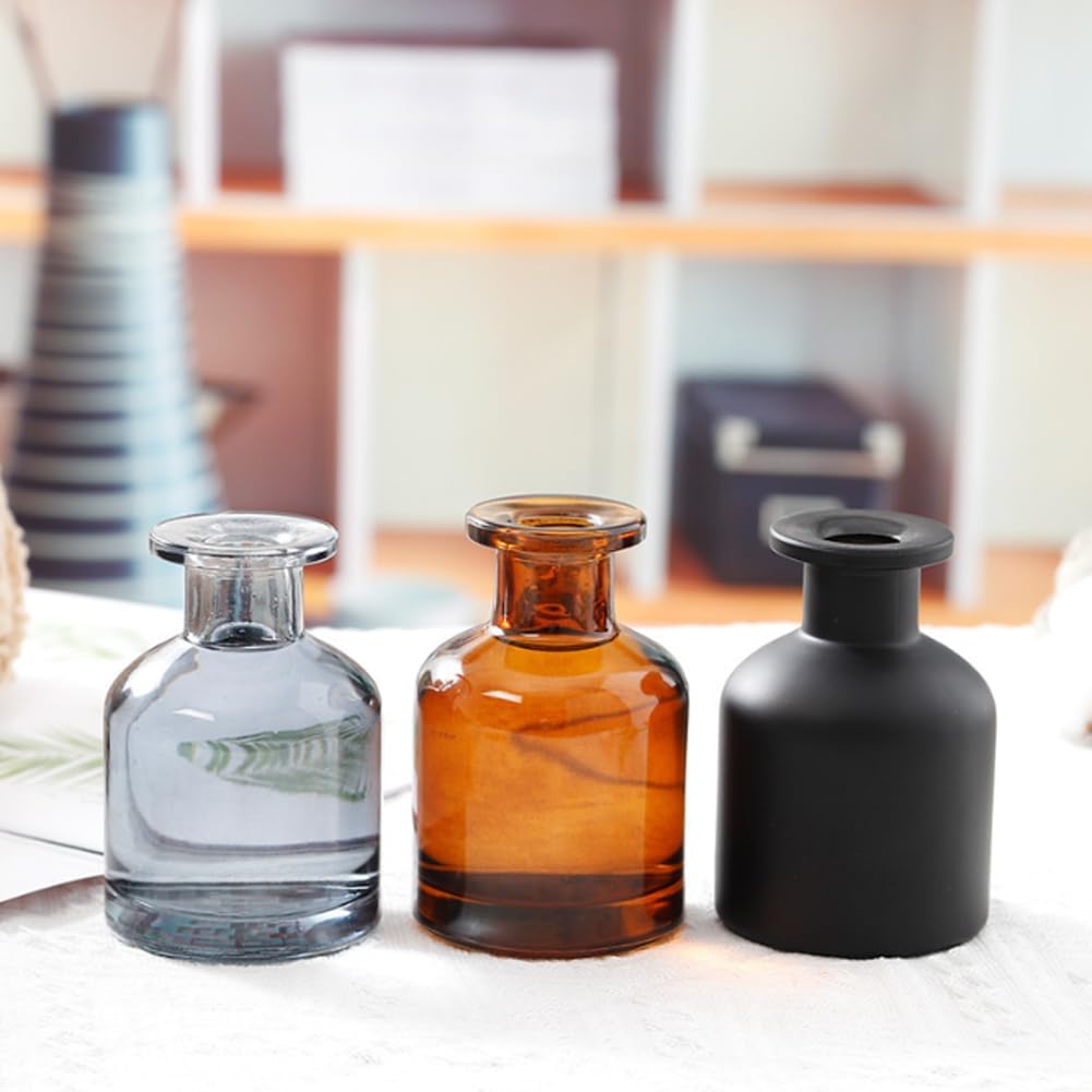 2 Pcs Amber Glass Diffuser Bottles with Fiber Sticks