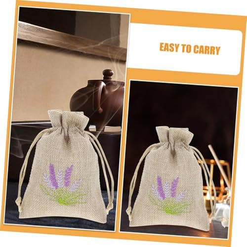 Sosoport 20pcs Lavender Sachet Bags Mini Embroidered Storage Drawstring Pouches