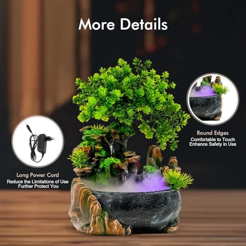 Indoor Water Fountain with LED Light and Submersible Pump