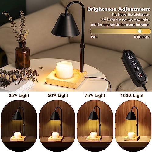Black Dimmable Candle Warmer Lamp with Timer and 2 Bulbs