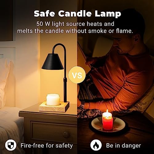 Black Dimmable Candle Warmer Lamp with Timer and 2 Bulbs