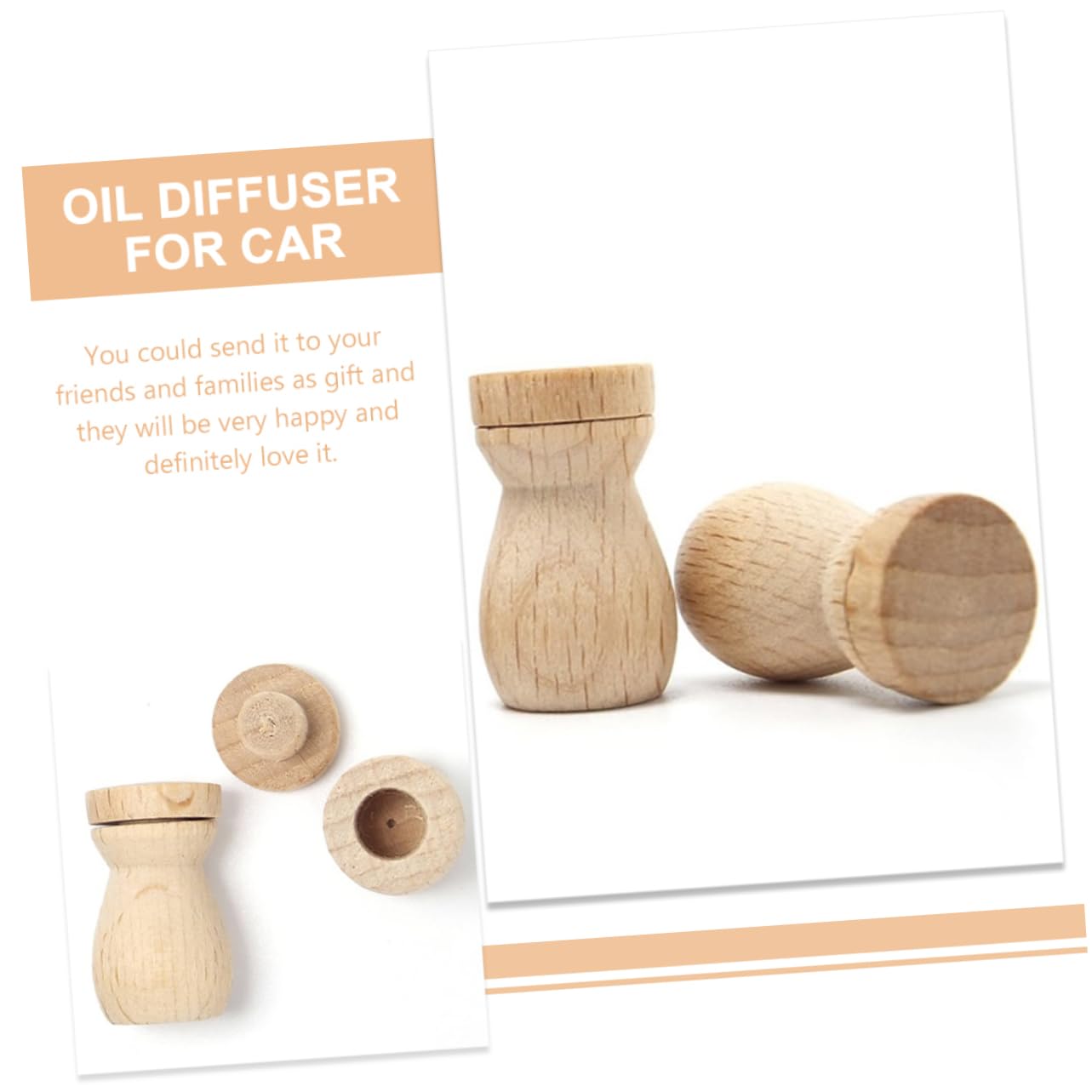 ADOCARN 6PCS Wooden Diffuser Pendant for Home Office Decor