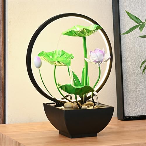Tabletop Water Fountain with 3-Tier Design and LED Lighting