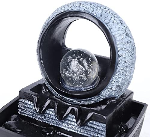 Indoor Fountain with LED Lights and Rolling Ball for Relaxation