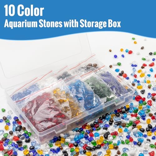 KIJOU Clear Sea Glass Pebbles 10 Colors 2lb