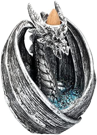 Pacific Giftware Backflow Dragon Silver Incense Burner