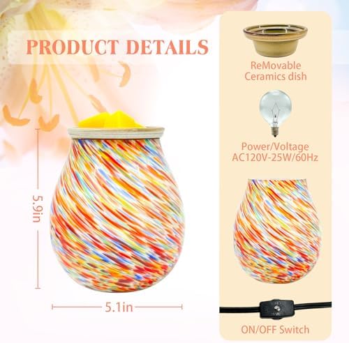 Electric Wax Melt Warmer with Colorful Glass Design