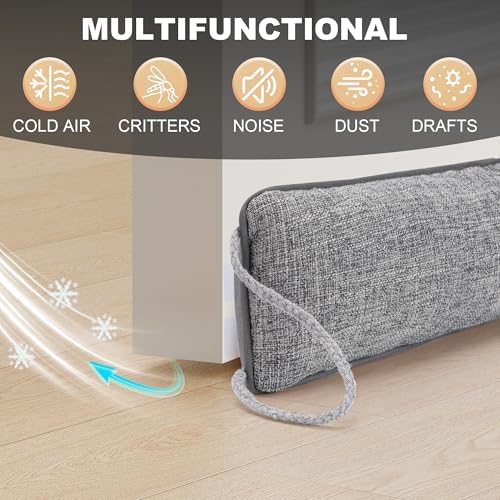 UUYUUY Door Draft Stopper Weighted Gap Filler Grey