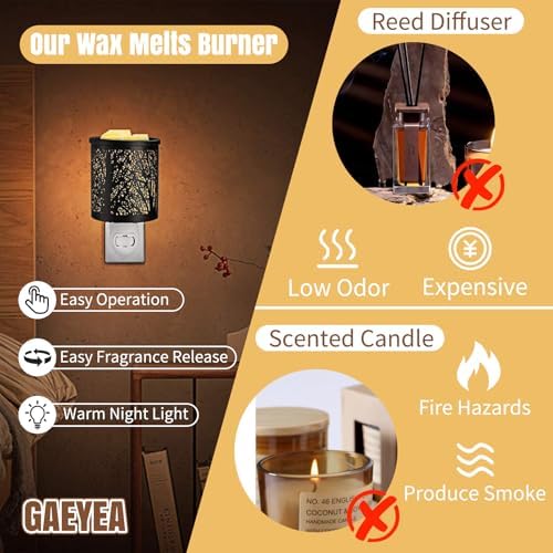 GaeYea Metal Wax Melts Warmer with Night Light and Removable Dish