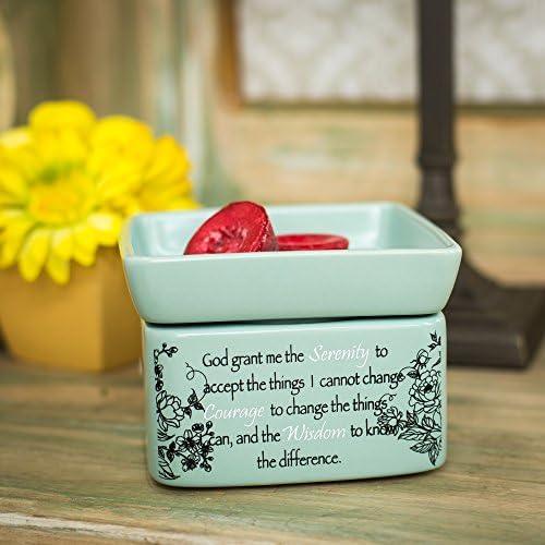 Serenity Prayer Teal White Electric 2 in 1 Candle Warmer