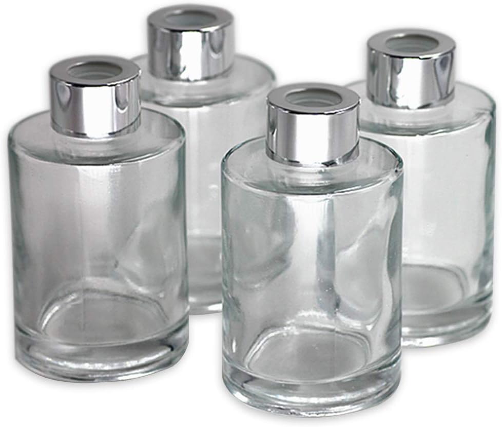 Set of 4 Glass Diffuser Bottles with Caps 42 Inches High