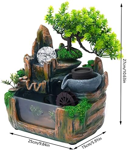 Mini Indoor Rockery Fountain with LED Light and Misting Effect
